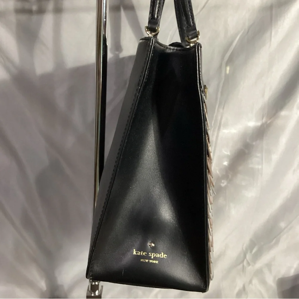Kate Spade Wise Quinn Metallic Owl Leather Tote Shoulder Bag Ultra Rare
